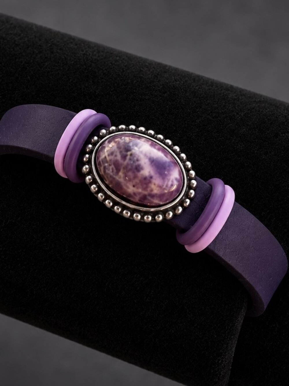 Purple Swirl Polished Stone Bracelet